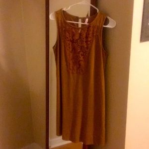 Gold Suede Shift Dress with Lace Xhilaration Target
